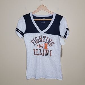 NWT Blue | Fighting Illini Short Sleeve Varsity Burnout Tee Size Large